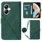 For Realme 10 Pro+ 5G Crossbody 3D Embossed Flip Leather Phone Case(Dark Green)