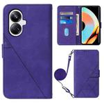 For Realme 10 Pro+ 5G Crossbody 3D Embossed Flip Leather Phone Case(Purple)