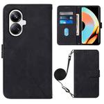 For Realme 10 Pro+ 5G Crossbody 3D Embossed Flip Leather Phone Case(Black)