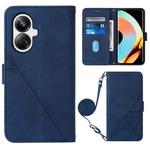 For Realme 10 Pro+ 5G Crossbody 3D Embossed Flip Leather Phone Case(Blue)