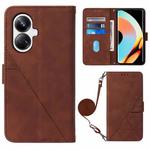 For Realme 10 Pro+ 5G Crossbody 3D Embossed Flip Leather Phone Case(Brown)