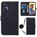 For Realme C55 Crossbody 3D Embossed Flip Leather Phone Case(Black)