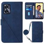 For Realme C55 Crossbody 3D Embossed Flip Leather Phone Case(Blue)