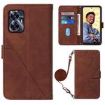 For Realme C55 Crossbody 3D Embossed Flip Leather Phone Case(Brown)