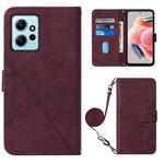 For Xiaomi Redmi Note 12 4G Global Crossbody 3D Embossed Flip Leather Phone Case(Wine Red)