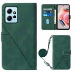 For Xiaomi Redmi Note 12 4G Global Crossbody 3D Embossed Flip Leather Phone Case(Dark Green)