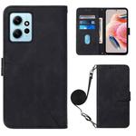 For Xiaomi Redmi Note 12 4G Global Crossbody 3D Embossed Flip Leather Phone Case(Black)