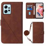 For Xiaomi Redmi Note 12 4G Global Crossbody 3D Embossed Flip Leather Phone Case(Brown)