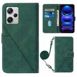 For Xiaomi Redmi Note 12 Pro+ 5G Global Crossbody 3D Embossed Flip Leather Phone Case(Dark Green)