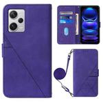 For Xiaomi Redmi Note 12 Pro+ 5G Global Crossbody 3D Embossed Flip Leather Phone Case(Purple)