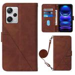 For Xiaomi Redmi Note 12 Pro+ 5G Global Crossbody 3D Embossed Flip Leather Phone Case(Brown)