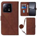 For Xiaomi 13 Crossbody 3D Embossed Flip Leather Phone Case(Brown)