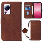 For Xiaomi 13 Lite 5G Crossbody 3D Embossed Flip Leather Phone Case(Brown)