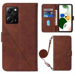 For Xiaomi Poco X5 Pro 5G Crossbody 3D Embossed Flip Leather Phone Case(Brown)