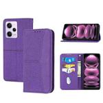 For Redmi Note 12 5G Global Woven Texture Stitching Magnetic Leather Phone Case(Purple)