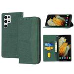For Samsung Galaxy S23 Ultra 5G Woven Texture Stitching Magnetic Leather Phone Case(Green)