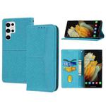 For Samsung Galaxy S23 Ultra 5G Woven Texture Stitching Magnetic Leather Phone Case(Blue)