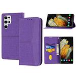 For Samsung Galaxy S23 Ultra 5G Woven Texture Stitching Magnetic Leather Phone Case(Purple)