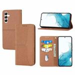 For Samsung Galaxy A14 5G Woven Texture Stitching Magnetic Leather Phone Case(Brown)