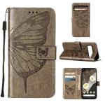 For Google Pixel 8 Embossed Butterfly Leather Phone Case(Grey)