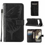For Google Pixel 8 Pro Embossed Butterfly Leather Phone Case(Black)