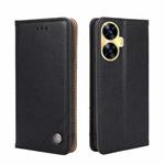 For Realme C55 Non-Magnetic Retro Texture Leather Phone Case(Black)