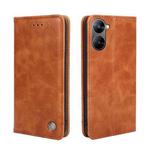 For Realme V30 5G / V30T Non-Magnetic Retro Texture Leather Phone Case(Brown)