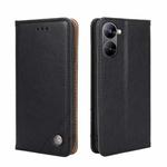 For Realme V30 5G / V30T Non-Magnetic Retro Texture Leather Phone Case(Black)