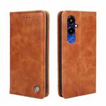 For Tecno Pova 4 Pro Non-Magnetic Retro Texture Leather Phone Case(Brown)