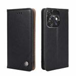 For Tecno Spark 10C Non-Magnetic Retro Texture Leather Phone Case(Black)