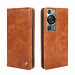 For Huawei P60 / P60 Pro Non-Magnetic Retro Texture Leather Phone Case(Brown)