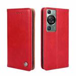 For Huawei P60 / P60 Pro Non-Magnetic Retro Texture Leather Phone Case(Red)