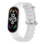 For Xiaomi Mi Band 7 / 6 / 5 / 4 / 3 Solid Color Marine Silicone Breathable Watch Band(White)