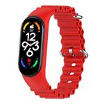 For Xiaomi Mi Band 7 / 6 / 5 / 4 / 3 Solid Color Marine Silicone Breathable Watch Band(Red)