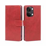 For OnePlus Ace 2V 5G Calf Texture Buckle Flip Leather Phone Case(Red)