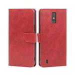 For ZTE Blade A32 Calf Texture Buckle Flip Leather Phone Case(Red)