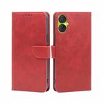 For Tecno Spark 9 Pro Calf Texture Buckle Flip Leather Phone Case(Red)