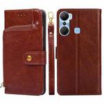 For Infinix Hot 12 Pro Zipper Bag Leather Phone Case(Brown)
