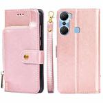 For Infinix Hot 12 Pro Zipper Bag Leather Phone Case(Rose Gold)