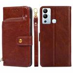For Infinix Hot 12i Zipper Bag Leather Phone Case(Brown)
