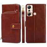 For Infinix Hot 20i Zipper Bag Leather Phone Case(Brown)