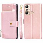 For Infinix Hot 20i Zipper Bag Leather Phone Case(Rose Gold)