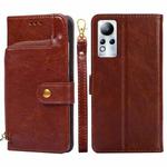 For Infinix Note 11 Zipper Bag Leather Phone Case(Brown)