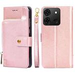 For Infinix Smart 7 Zipper Bag Leather Phone Case(Rose Gold)