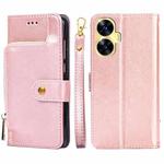For Realme C55 4G Zipper Bag Leather Phone Case(Rose Gold)