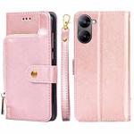 For Realme V30 5G / V30T Zipper Bag Leather Phone Case(Rose Gold)