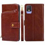 For TCL 403 Zipper Bag Leather Phone Case(Brown)