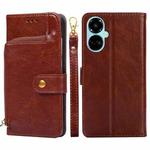 For Tecno Camon 19 / 19 Pro Zipper Bag Leather Phone Case(Brown)