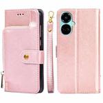 For Tecno Camon 19 / 19 Pro Zipper Bag Leather Phone Case(Rose Gold)