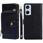 For Tecno Pop 6 Pro Zipper Bag Leather Phone Case(Black)